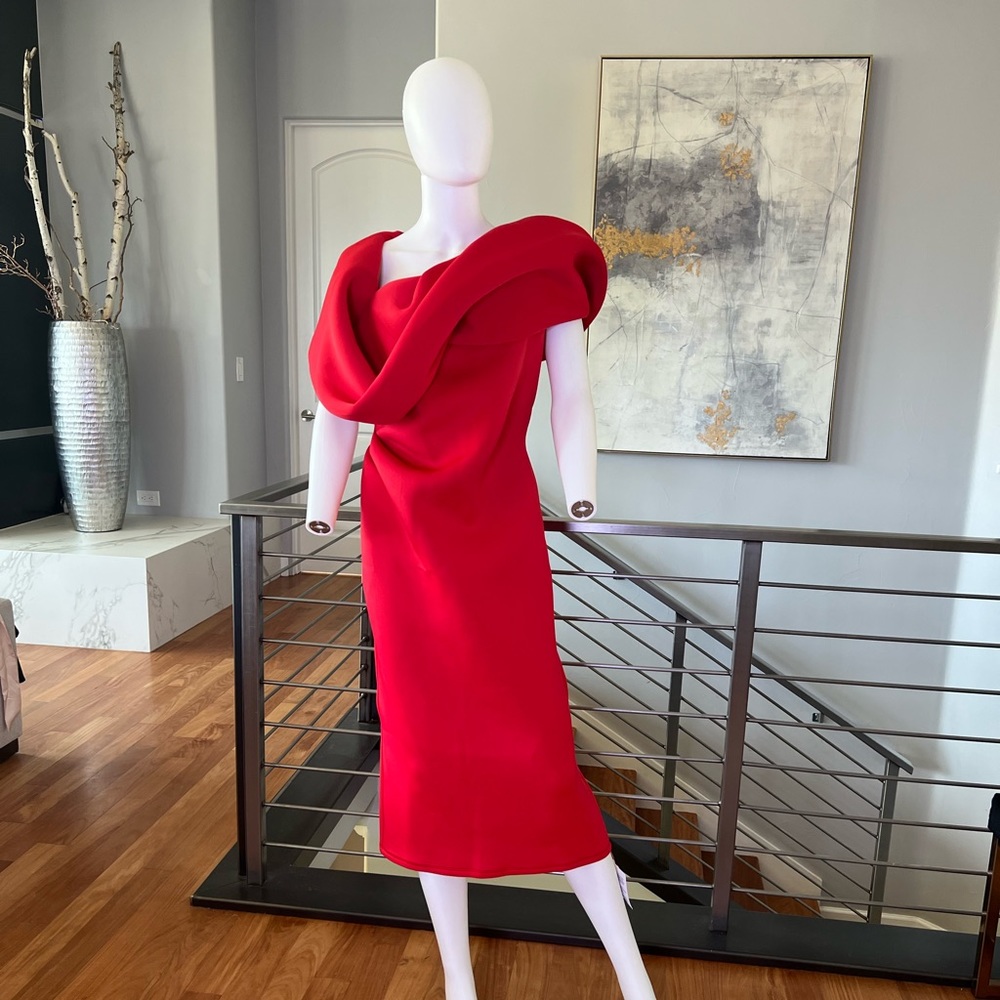 ASOS Design One Shoulder Bubble Detail Midi Pencil Dress